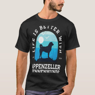 Camiseta Vida melhor Appenzeller Sennenhunde Vintage Blue D