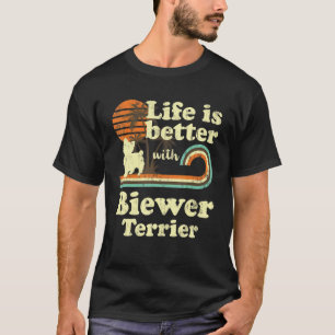 Camiseta Vida Melhor Biewer Terrier Vintage Cachorro Mãe Pa