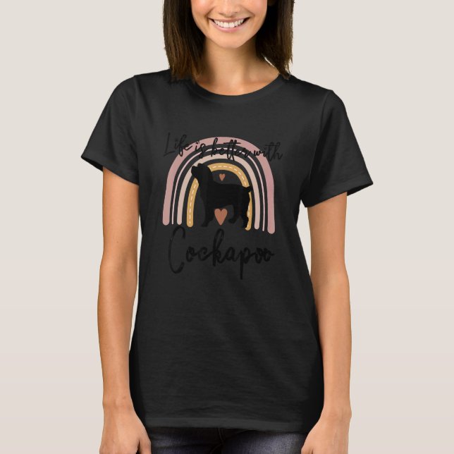 Camiseta Vida melhor Cockapoo Rainbow Dog Women (Frente)