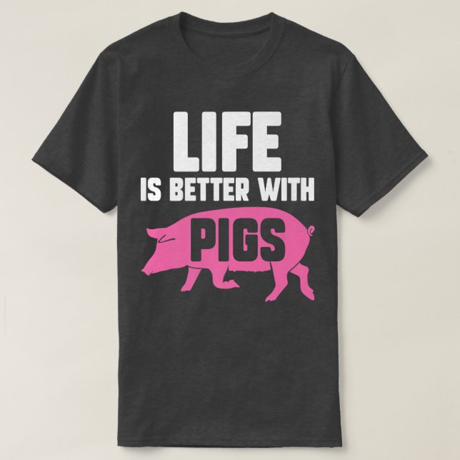 Camiseta Vida melhor com os porcosPigletPig Lover Premium 3 (Frente do Design)
