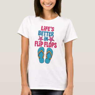 Camiseta Vida melhor em Chinelos, férias de verão
