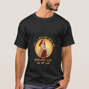 Camiseta Vida Melhor Gato Salto Pai Mãe Gato Persa Mãe