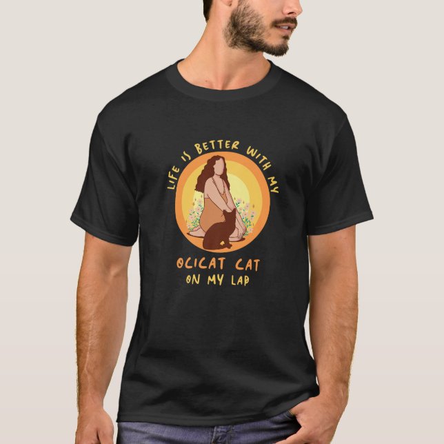 Camiseta Vida Melhor Gato Salto Pai Mãe Ocicta Pai P Mãe (Frente)