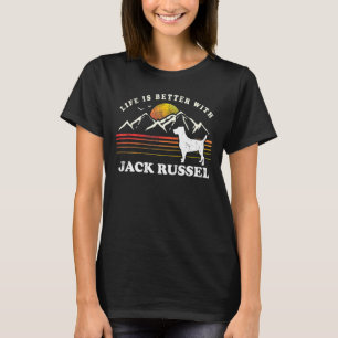 Camiseta Vida Melhor Jack Russel Vintage Cachorro Mãe Pai