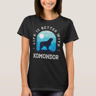 Camiseta Vida Melhor Komondor Vintage Blue Dog Pai
