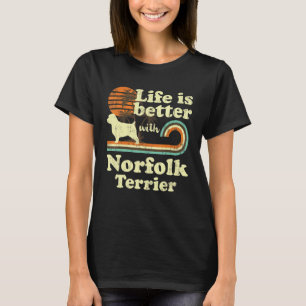 Camiseta Vida Melhor Norfolk Terrier Vintage Cachorro Mãe P