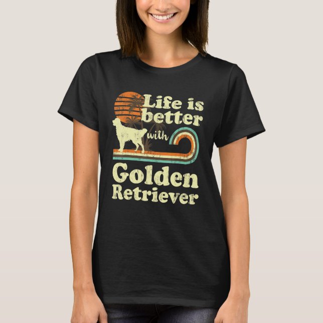 Camiseta Vida Melhor Ouro Retriever Cachorro Cachorro Mãe P (Frente)