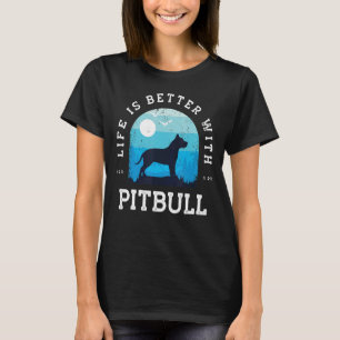 Camiseta Vida melhor Pitbulage Vintage Blue Dog Pai mãe