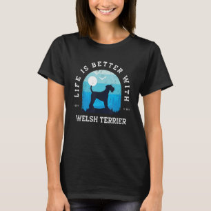 Camiseta Vida Melhor Welsh Terrier Vintage Blue Dog Pai