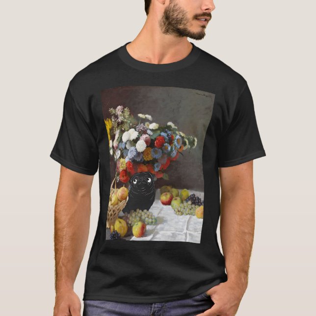 Camiseta Vida Morta de Flores Pug Monet (Frente)