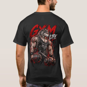 Camiseta Vida na Academia Lobisomem Modo Fera Musculação Fi