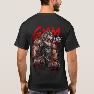Camiseta Vida na Academia Lobisomem Modo Fera Musculação Fi