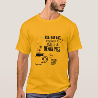 Camiseta Vida na Faculdade Alimentada por Café