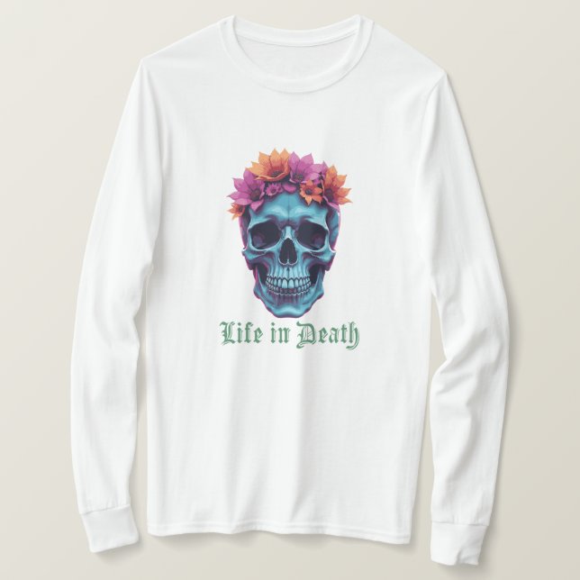 Camiseta Vida na Morte, Bloom em Azul (Frente do Design)