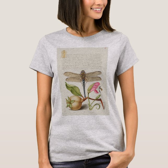 Camiseta Vida no jardim, Libélula, Pera, Cravo e Inseto (Frente)