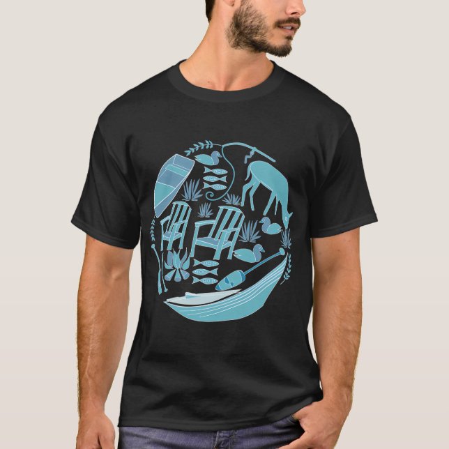 Camiseta Vida no lago. Vamos pescar (Frente)