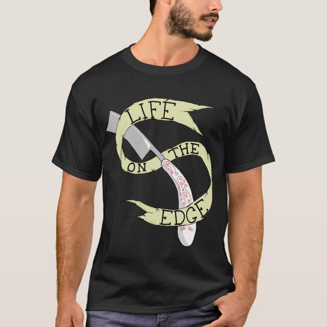 Camiseta Vida no t-shirt da lâmina de Barbering da borda (Frente)