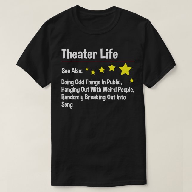 Camiseta Vida no Teatro - Teatro Ator de Atrizes - Drama em (Frente do Design)