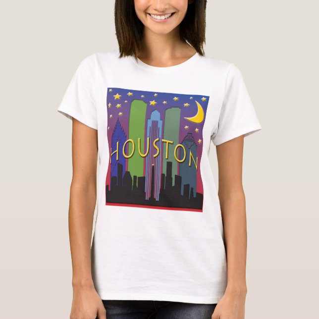Camiseta Vida noturno da skyline de Houston (Frente)