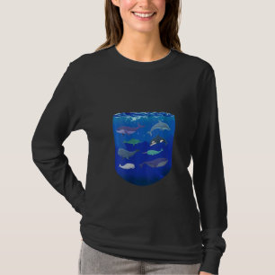 Camiseta Vida Oceânica Feminina Golfinhos Baleias bowheads