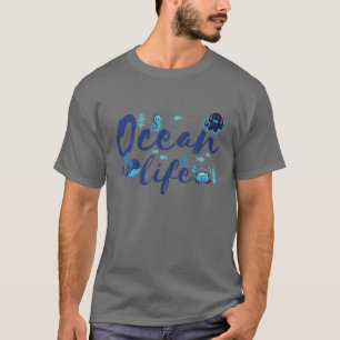 Camiseta Vida Oceânica Para Amantes De Surfe, Praias, Pesca