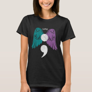 Camiseta Vida ponto e vírgula asas conscientização saúde me