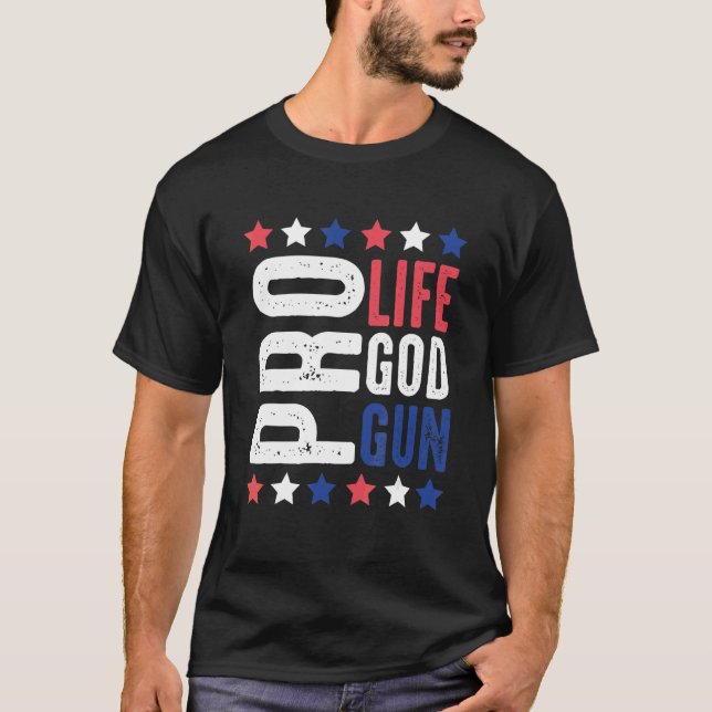 Camiseta Vida Pró Deus Arremessou Estrelas Patrióticas E St (Frente)