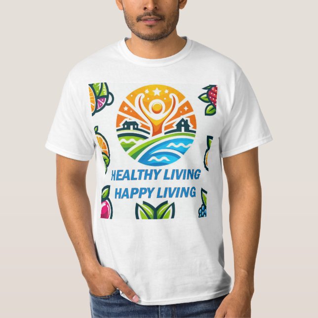Camiseta Vida saudável, Design de vida feliz valor masculin (Frente)