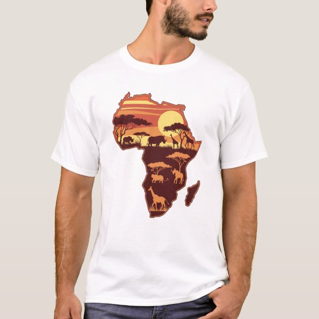 Camiseta Vida Selvagem Africana no Sunset (Frente)