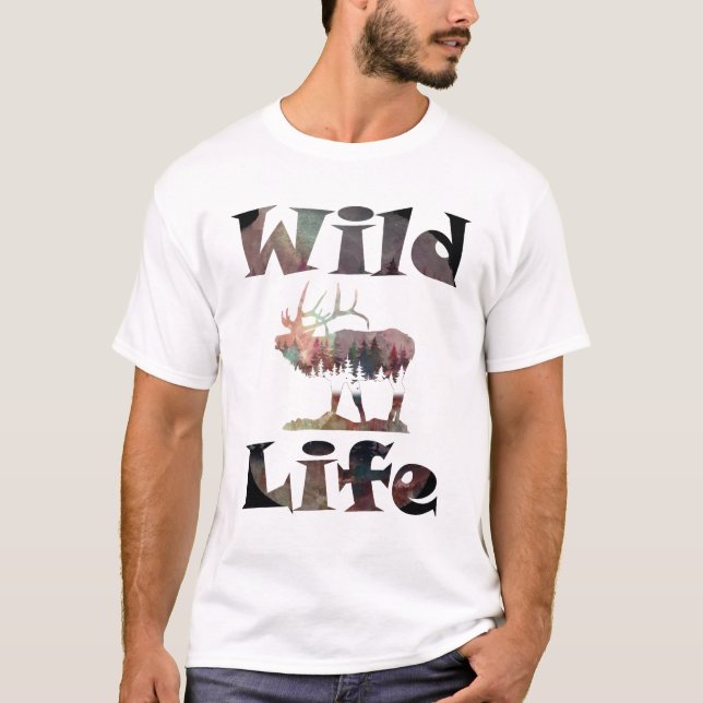 Camiseta Vida selvagem com design de Aquarela de Bugling El (Frente)