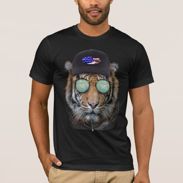 Camiseta Vida selvagem engraçada vestida de Bengal Tiger (Frente)