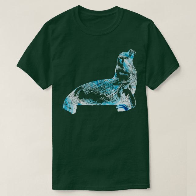 Camiseta Vida Selvagem Oceano Animal Selo-Presente Leão-Leã (Frente do Design)