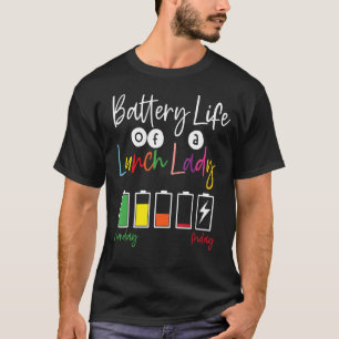 Camiseta Vida Útil Da Bateria Do Almoço Da Escola Almoço