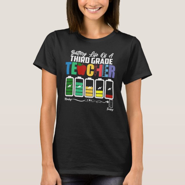 Camiseta Vida útil de um professor da terceira série primei (Frente)