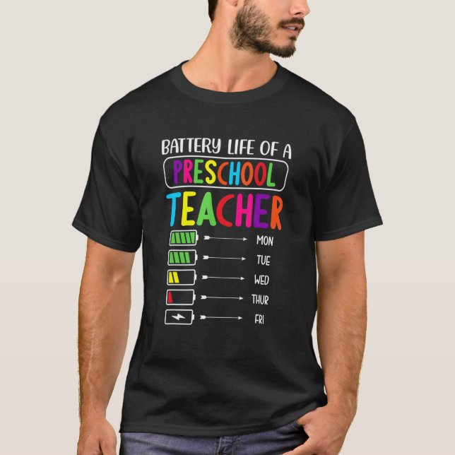 Camiseta Vida útil de um professor de pré-escola - Escola (Frente)