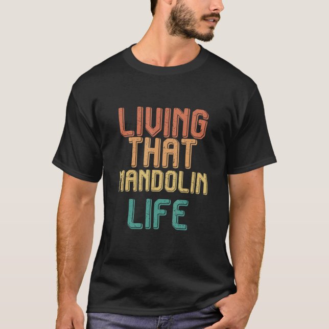 Camiseta Vida vintage tocando MANDOLIN (Frente)