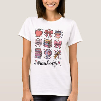 Camiseta #VidaDeProfessor Adesivo Fofo Rosa Feminino Suprim