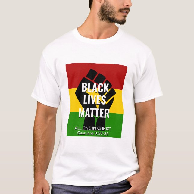 Camiseta VIDAS NEGRAS IMPORTAM Todas Uma Em Cristo T-Shirt (Frente)