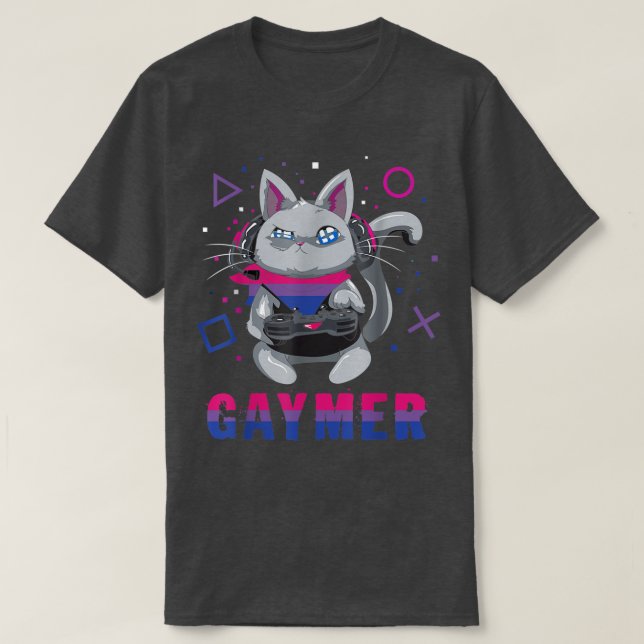 Camiseta Vídeo de Gaymer Geek Orgulho Lésbica Trans (Frente do Design)