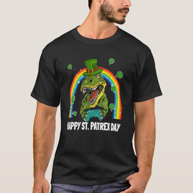 Camiseta Vídeo de Hat do Dinossaur Leprechaun, Rua Feliz, D (Frente)