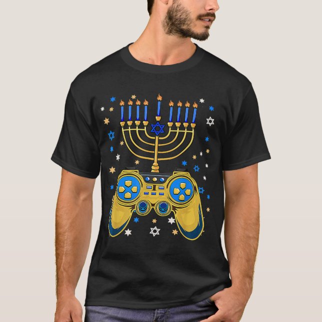 Camiseta Vídeo de Natal Controlador Hanukkah Jewish G (Frente)