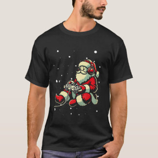 Camiseta Vídeo de Natal do Controlador Gamer Santa Claus