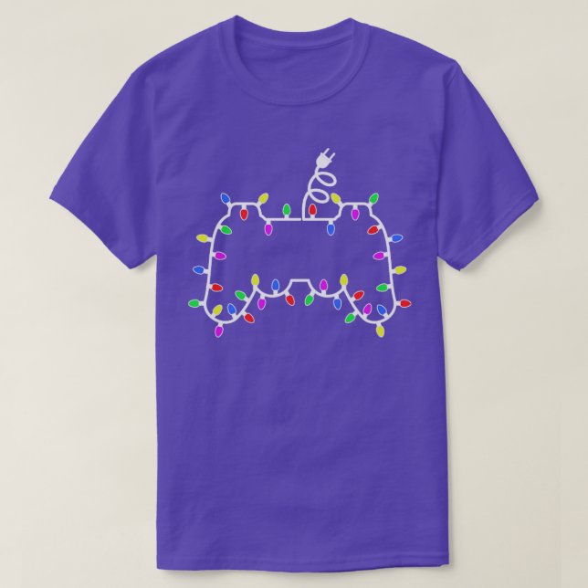 Camiseta Vídeo do controlador de jogo Luzes de Natal Engraç (Frente do Design)