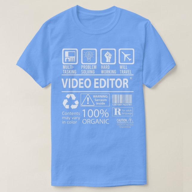 Camiseta Video Editor Multitasking Job Gift Item (Frente do Design)