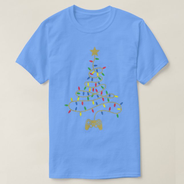 Camiseta Vídeo Engraçado Árvore de Natal Ilumina Jogos Xmas (Frente do Design)