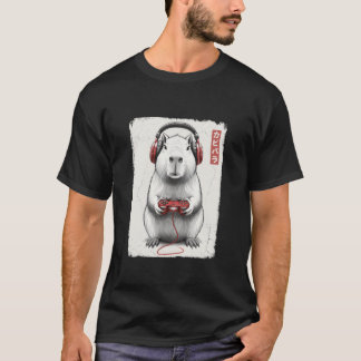 Camiseta Vídeo engraçado de capivara arte japonesa de jogad
