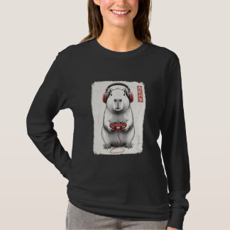 Camiseta Vídeo engraçado de capivara arte japonesa de jogad