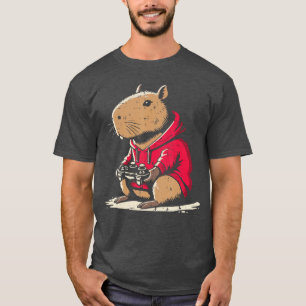 Camiseta Vídeo Engraçado de Capivara Gamer Jogos Capy Roedo
