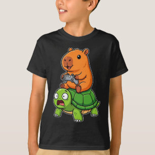 Camiseta Vídeo engraçado de capivara gamer montando uma tar