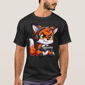 Camiseta Vídeo Engraçado de Gamer Raposa Vermelha